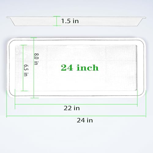 VUWEZ 2 Pack of Plastic Plant Tray Saucer Rectangular 24 inch, Plant Trays Saucers for Indoors Outdoor, Plant Water Drip Tray for Flower Pot Planter, Windowsill Plant Tray (8 X 24'', Black) - Image 2