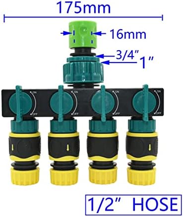 Xiaohu Hose Connector Adapter Female 1/2" 3/4" 1" Turn 1/2 3/4 Hose 4 Way Garden Faucet Hose Manifold 16MM 20MM Shunt Four-Outlet Irrigation Valve (Color : Red) - Image 4