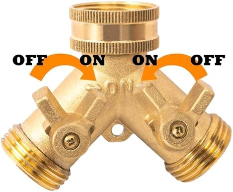 Garden Hose Splitter 3/4 Inch 2 Way Brass Garden Hose Splitter Y-Type Tap Watering Connector Distributor for Outdoor Faucet - Image 3