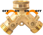 Garden Hose Splitter 3/4 Inch 2 Way Brass Garden Hose Splitter Y-Type Tap Watering Connector Distributor for Outdoor Faucet - Image 3