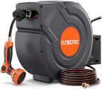 Upgraded Retractable Garden Hose Reel 1/2 inch x 155 ft Metal Bracket Wall-Mounted 9 Pattern Nozzle Any Length Lock Automatic Slow Return 180° Swivel UV Resistant Heavy Duty Hose Reels for Outside by NEO-TEC
