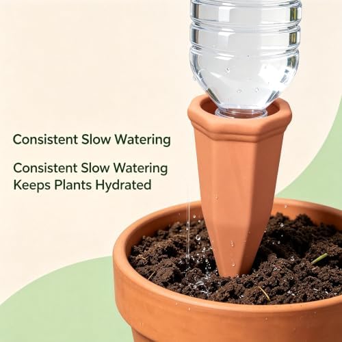Terracotta Self Watering Spikes, 8 Pack Waterer Stakes - Image 3