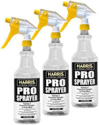 HARRIS Professional Spray Bottle 32oz (9-Pack), All-Purpose for Cleaning and Plants with Clear Finish, Pressurized Sprayer, Adjustable Nozzle and Measurements by Harris
