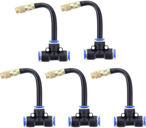 Brass misting nozzle tee with 8-inch built-in hose adjustable 360° rotation for outdoor patio garden cooling system Atomizing nozzle + 8mm tee belt 20pc by Unknown