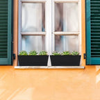 GREANER Black Rectangle Window Boxes, 3 Pack 12x3.8 Inch Herb Planters with Tray, Indoor Succulent Cactus Mint Plastic Pot for Windowsill, Garden Balcony, Office Outdoor Decoration - Image 4