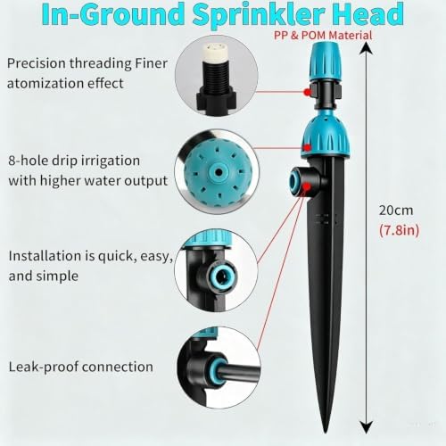 Drip Irrigation Kit Automatic Garden Watering System with Irrigation Drippers & Double Adjustable Misting Nozzles, Weatherproof & Construction(150m/492ft) - Image 5