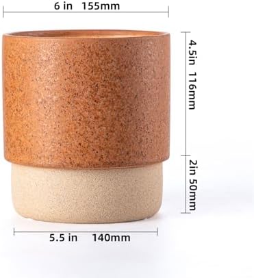 6 Inch Ceramic Self Watering Planter with Drainage Hole Terracotta - Image 2