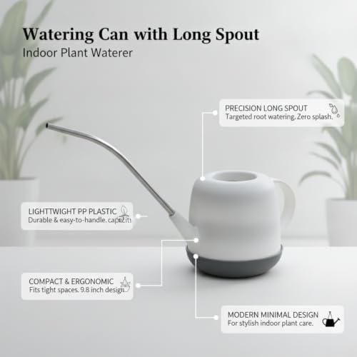 Long Spout Watering Can for Indoor Plants, Durable PP Plastic Pot Waterer with Precision Flow Control for Hanging Baskets and Dense Foliage - Image 5