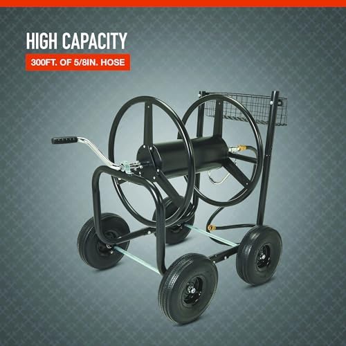 Ironton Hose Reel Cart, Holds 300ft. of 5/8in. Hose, 6ft. Leader Hose - Image 2