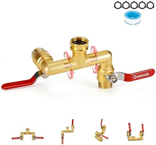 360° Rotatable Garden Hose Splitter 2026 Upgrade 3/4" GHT Swivel Brass Hose Splitter, High Flow Spigot Splitter with Seperately Shut Off Valves, Heavy Duty Faucet Splitter for Outdoor Garden Courtyard by LOVESPORTSLOVELIFELOVEU