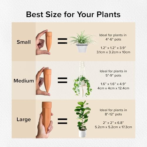 The Olla Company Terracotta Watering Spikes with Lids, Small 4 Pack - Image 4