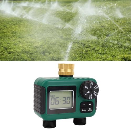 Sprinkler Timer 2 Zone, Brass Inlet NH3/4 Thread IPX5 Water Proof LCD Display Hose Timer for Garden, Yard, Lawn, Pool, Timed Irrigation, Programmable Water Controller - Image 5