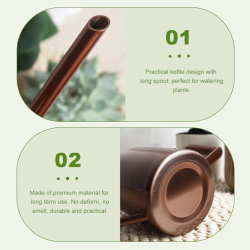 Stainless Steel Watering Can Long Spout 300ml Household Gardening Tool for Succulents and Indoor Plants Bronze Metal Watering Pot for Precise Flower Irrigation - Image 3