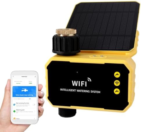 Wifi Smart Solar Irrigation Timer, Sprinkler Timer with Remote Control, Compatible with Smart Life and Tuya, Dual Power, Rain Sensor, Efficient Micro Sprayer and Drip System by Unknown