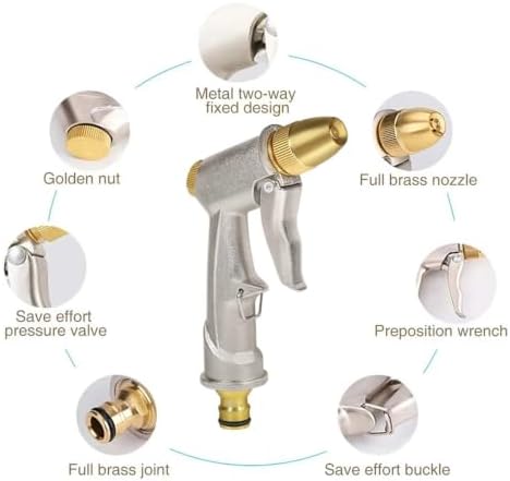 High Pressure metal Garden Water Spray Gardening Sprayer Hose Jet Household Lawn Washing Guns Yard Watering Sprinkle(Golden water gun) - Image 5