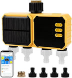 Solar WiFi Sprinkler Timer, Smart Water Timer for Garden Hose 4 Outlets with Rain Delay/Automatic/Manual Watering System for Lawn Yard, APP Remote Voice Control Via WiFi by Oubit