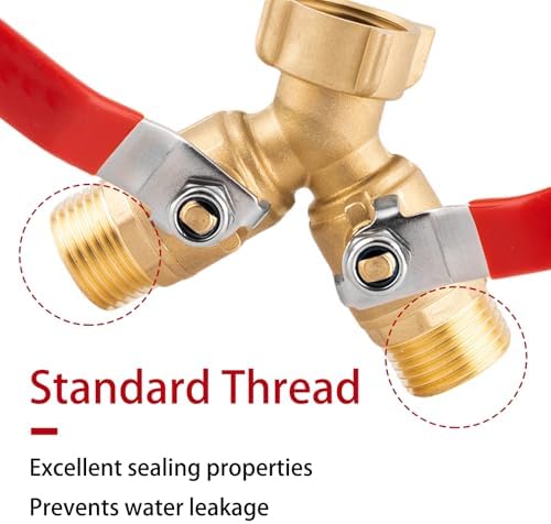 2 Way Hose Bib Splitter Made of Solid Brass with Dual Independent Shut Off Valves 3/4 GHT for Garden Hose Outdoor Faucet Spigot Water Line Diverter and Connector - Image 5
