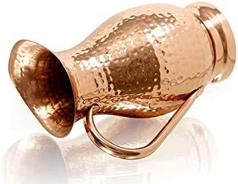 Pure Copper Pitcher with a Lid, Large Size Solid Handcrafted Copper Water Hammered Jug, Capacity 70 Oz/2000ml, Copper Carafe For Home, Hotels & Gifting - Image 2