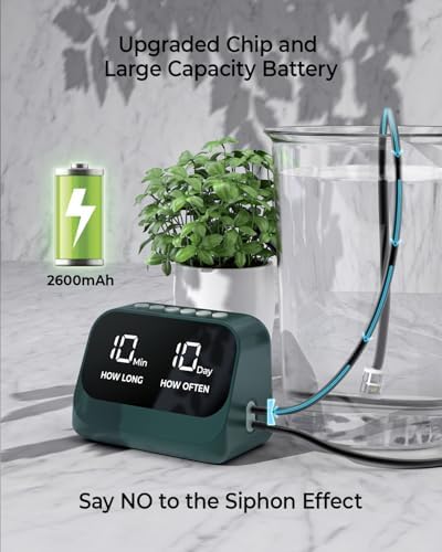 Automatic Watering System for Potted Plants, Plant Waterer, DIY Drip Irrigation Kit with Smart Timer, Waterproof LED Display & Large Capacity Battery, Precise Distribution of Water (Green) - Image 4