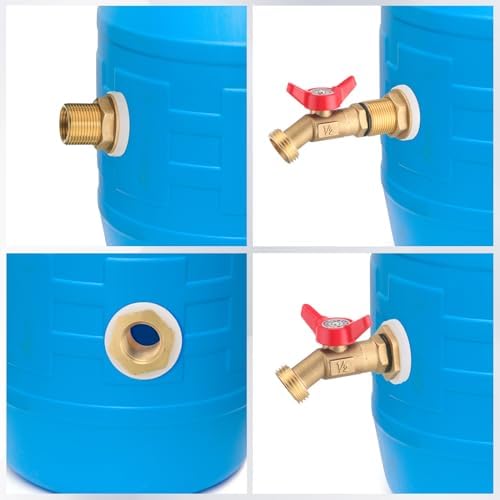 JaGely 3 Sets Brass Rain Barrel Spigot Kit with Heavy Duty Bulkhead Fitting Quarter Turn Ball Valve Rain Barrel Faucet for Aquariums, Water Tanks, Tubs, Pools(Red) - Image 2