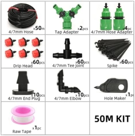 Garden Supplies 5-60M Drip Irrigation System Plant Watering Set Watering Kits Adjustable Drippers for Irrigation Micro Garden Watering System Irrigation Supplies(50M60Pcs) - Image 2