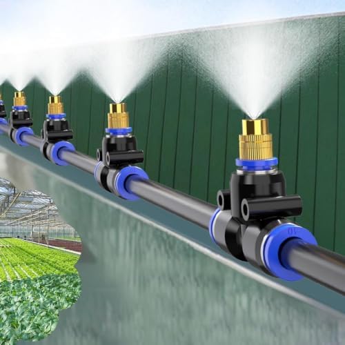 Garden Irrigation with Adjustable Spray Pattern & Leakproof Connections, Garden Cooling Spray Fits Standard 1/2" or 3/4" Faucet(10m/32.8ft) by Unknown