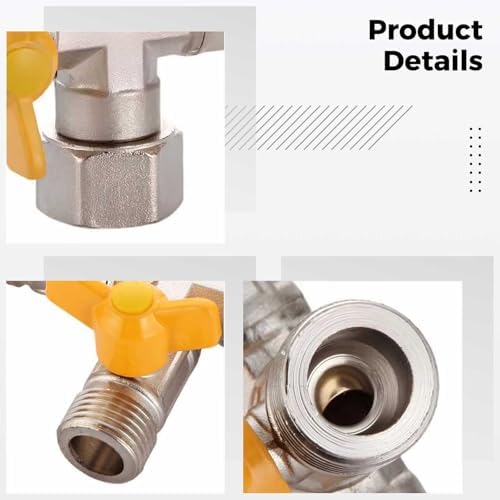 Cross Brass Garden Hose Splitter, Heavy-Duty 4-Way Manifold with Shut-Off Valves, Nickel Plated Finish, Full Port Design, 4-Port Water, Air, Oil Distributor, 3.5 x 3.9 in / 9 x 9.9 cm - Image 2