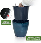 Dexceder 18x17 Self Watering Planter with Wheels (Grayish Green Gradient) - Image 4