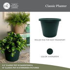 The HC Companies Classic Round Plastic Plant Pot w/Rolled Rim - Lightweight & UV Resistant Flower Pot for Herbs & More - Outdoor & Indoor Plant Pots w/Drainage (15.5 inch Evergreen, Pack of 1) - Image 2