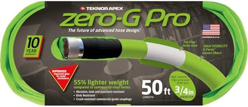 zero-G Pro, 4300-50, Lightweight, Ultra Flexible, Durable, Kink-Resistant Garden Hose, 3/4" x 50', Green by TeknorApex