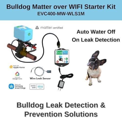 EVC400-MW-WLS1M Bulldog Matter WiFi Valve Robot with Wired Leak Sensor, Smart Water Shutoff Valve, No Hub Required, Easy DIY Install, Fits up to 1.5" Valves - Image 3
