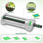 Heavy Duty Oscillating Sprinkler for Yard, Metal Base, 19 Nozzles - Image 3