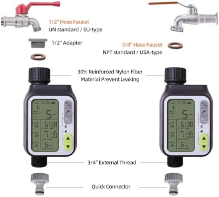 NURII Garden Automatic Irrigation Water Timer, with Rain Sensor Outdoor Separate Irrigation Programs Irrigation Control System - Image 6