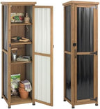 Tall Outdoor Storage Cabinet, Weatherproof Wooden Garden Potting Bench with Metal Top & Adjustable Shelves, Outdoor Patio Cabinets Work Station for Balcony, Pool, Garage by MAGAZOOPET