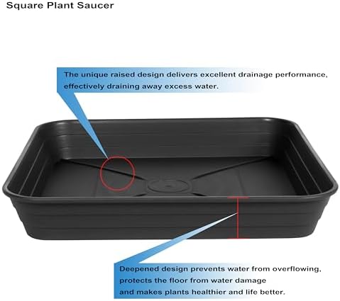 4 Pack Square Plant Saucer Tray 16 inch, Heavy Duty Plastic Plant Saucers for Indoors Outdoor, Flower Plant Drip Trays for Pots, Square Seed Starting Tray, Seedling Growing Trays - Image 4