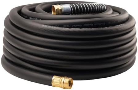 Wiseflow Garden Hose 75FT x 3/4", Heavy Duty Rubber Hose, Water Hose with Five Layered Braiding, Male Female Fittings, 1200PSI Burst, 300PSI Working for Yard, Car Wash, Pets (Black) by Unknown
