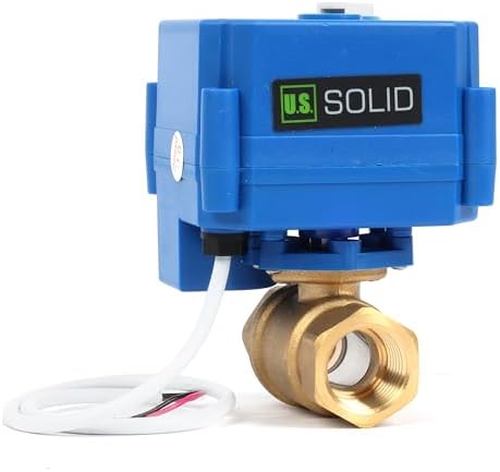 U.S. Solid 1/2 in Brass Motorized Ball Valve, 9-24 V AC/DC, 2-Wire Auto Return, Normally Open, Full Port, Manual Override, Position Indicator - Image 2