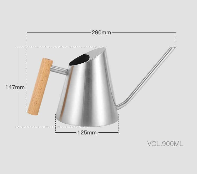 Modern Indoor Watering Can with Long Spout, Wooden Handle, 3 Colors - Black, White, Silver (Stainless Metal Desing) - Image 2