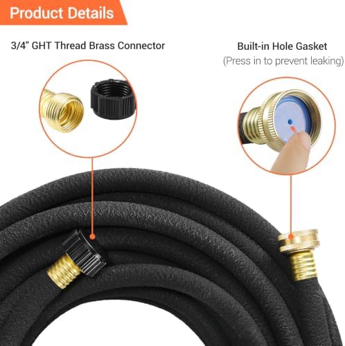 MAMIZO Soaker Hose 100 Ft 1/2" Brass Connectors Heavy Duty Water Saving - Image 5