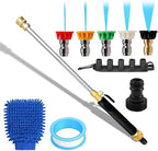 High Pressure Hose Nozzle for Garden Hose, Turn Any Hose Into Power Washer, 5 Spray Tips & Car Wash Towel, Heavy Duty Brass Jet Nozzle for Car Washing, Patio Driveway Outdoor Cleaning (New-Black) by LSMARZJZ