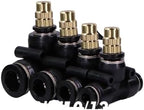 Adjustable Misting Nozzle with Tee Adapter - Brass & Plastic Irrigation Sprayer for 6/8/10/12mm Hose Perfect for Garden Watering and Cooling Systems(For 10mm Tubing) by Unknown