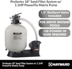 Hayward W3S180T93S ProSeries 18 in., 1.5 HP Sand Filter System for Above-Ground Pools Water Pump Filter - Image 2