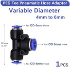 For Variable Diameter For Tee Hose Adapter Slip Lock For Pneumatic Tube Fittings For Quick Insert For DIY For Garden Irrigation For Connect Repair 1 Pcs/5 Pcs(PEG 4mm to 6mm,5 pcs) - Image 2