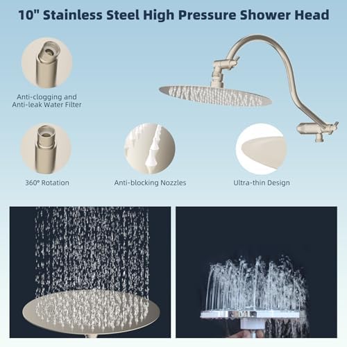 Hibbent All Metal cUPC Certified Shower Head, 10'' Rainfall Shower Head - Image 3