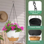 ZMTECH 12 Inch Large Self Watering Hanging Planters for Indoor Outdoor Plants - Water Level Indicator & Removable 60 Oz Reservoir, 1 Pack Plastic Hanging Basket for Window Porch Garden Balcony, White - Image 6