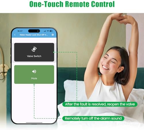 WiFi Water Leak Detector with Automatic Shutoff Valve，Zuomeng Smart Water Heater Remote Stop Device with Leak Sensor, Leakage Alert Push, 3/4" NPT 150PSI Brass Valve, Get Rid of Water Leakage - Image 3