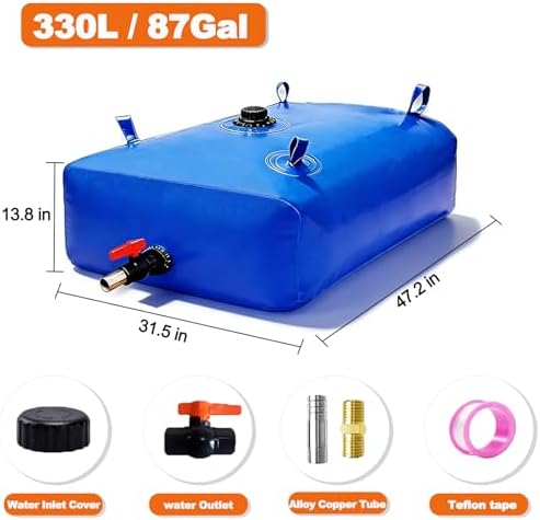330L/87 Gal Water Bladder Tank, Foldable Portable Water Storage Container - Image 2