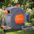 Takywep Heavy Duty Retractable Garden Hose Reel, 65FT Wall Mounted Water Hose with 9-Function Sprayer, 180° Swivel Bracket, Automatic Rewind & Any Length Lock for Outdoor Garden Irrigation by HOME