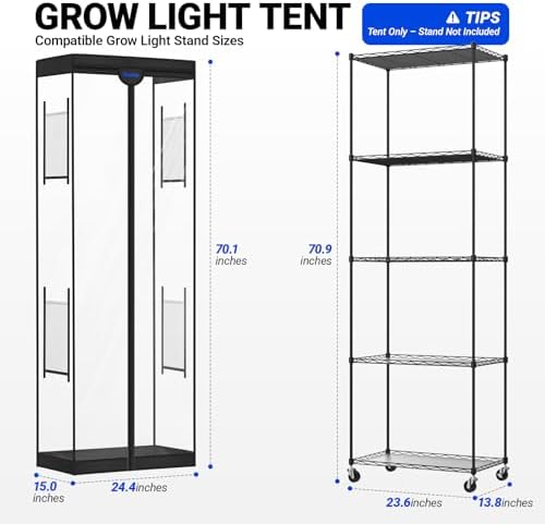 Barrina Plant Stand Tent, Clear, 24.4 x 15.0 x 70.1IN, Fits LP600 - Image 2
