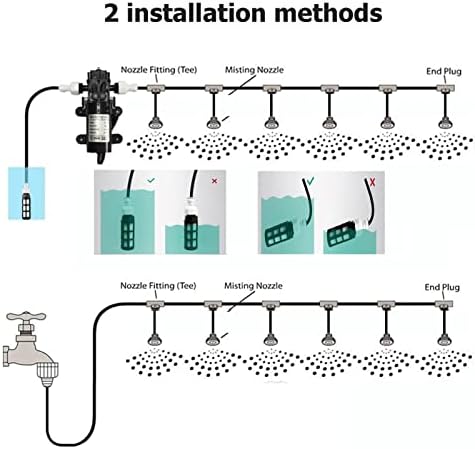 Outdoor Misting Cooling System Kit with 24v Silent Pump & Adjustable Nozzles & Flexible Misting Line & Filter, Patio Misters Mister System Drip Irrigation System for Outsi(Size:15m Tube + 21 nozzles) - Image 5
